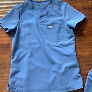 Figs Blue Scrub Top